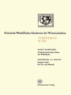 cover image of Primärprozesse beim Sehen der Wirbellosen · Sozialer Streß bei Tier und Mensch